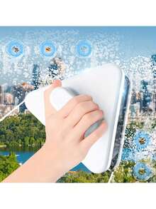 Double-Sided Magnetic High-Rise Building Glass Cleaning Tool, Strong Magnet Design, Suitable For Living Room, Bedroom, Bathroom, Can Clean Indoor And Outdoor Glass - White - View 2