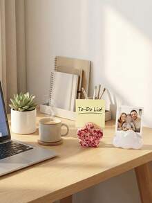 1pc Love Cloud Plum Blossom Shaped Silicone Mold, Insert Card Base Silicone Mold, Suitable For Diy Resin Crafts Card Stand/Photo Display Stand, Message Clip - White - View 4