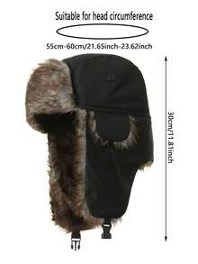 1pc Winter Thick Corduroy Trapper Hat, Keep Warm, Waterproof Windproof Earflap Cap Winter Outfits - 棕色 - 查看 4