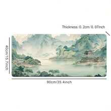1 件装中国山水图案大型游戏鼠标垫,防滑橡胶底座,缝边设计,加长键盘垫,超光滑表面,高清山水风景印花,家用办公桌面垫 - A - 查看 8