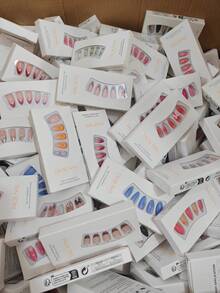 240pcs/10 Boxes Random Nail Stickers, Including Short, Medium, Long, Multi-Color, Y2K Goth, French Manicure And More Styles. Set Includes: 10 Gel Polishes And 10 Nail Files, Over 5000 Nail Art Designs Randomly Assorted. Nails - Multicolor - View 2