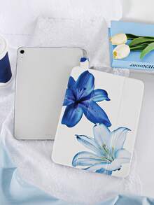 1个蓝色百合彩绘平板保护套，兼容以下型号：第十代/第十一代/10.2/10.5/Air4/Air5/10.9/Pro11/Air 11英寸(M2)-2024/Pro 11英寸(M4)-2024/Air 11英寸(M3) 2025/(A16) 11英寸第十一代 2025/Mini6/Mini7/Air1/Air2/9.7/Tab A8 10.5英寸 2022。内置笔槽，三折支架，磁吸式睡眠/唤醒功能，可爱/优雅/创意设计。 - 彩色 - 查看 6