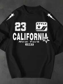 Kit 2 Camisetao California Boston 77 96 Streetwear Oversized Unissex 100 Algodao Larga Premium Moda - Preto-Bege - Visão 2