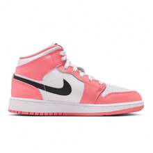 Big Kid's Jordan 1 Mid Pink Gaze/Black-White (DQ8423 602) - Pink - View 3