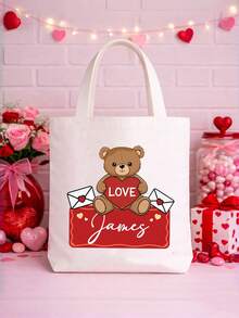 1 pieza Bolso personalizado, regalo de bolso personalizado para parejas, padres, amigos con nombres impresos, regalo romántico del Día de San Valentín, bolso de viaje - Multicolor - Ver 5