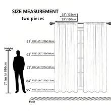 2片裝粉色櫻花圖案穿桿式透光窗簾，柔光、隱私保護、穿桿設計，適合不同季節，多功能家居裝飾，聚酯纖維材質，為臥室、客廳和書房增添自然鄉村魅力，四季適用，百搭裝飾透光窗簾，2D平面印花 - 彩色 - 查看 3