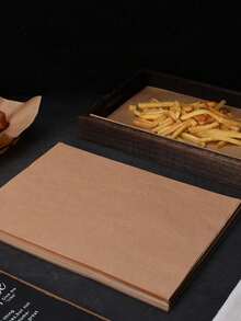 50/100/200pcs High Quality Parchment Paper Liners - Non-Stick, Oil-Proof, Waterproof Baking Mats Suitable For Air Fryer, Steamer And Oven Cooking - Wood Color - View 6