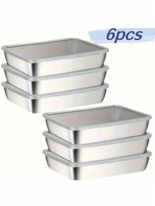 1/6pcs Stainless Steel Airtight Food Storage Containers Set - Stackable, No-Power Salad, Sandwich And Fruit Mix Bowls - Multicolor - View 6