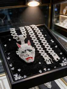 1pc European & American Fashion New Oni Demon Pendant, Stylish & Powerful Men's Pendant Necklace - Ghost Pendant Necklace - View 5