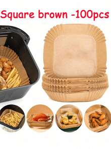 200pcs Air Fryer Paper, Lined With Oil Resistant And Waterproof Air Fryer Paper Basket Bowl, Lined With 6-Inch 100/50/25 Paper Air Fryer Liner, 6-Inch Non Stick Square Baking Paper, Edible Silicone Oil Paper, Oven Barbecue Suction Paper, Reusable Paper, Compatible With Most Air Fryers, Valentine's Day Gift, Birthday Gift, Is A Great Kitchen Gift - Multicolor - View 14