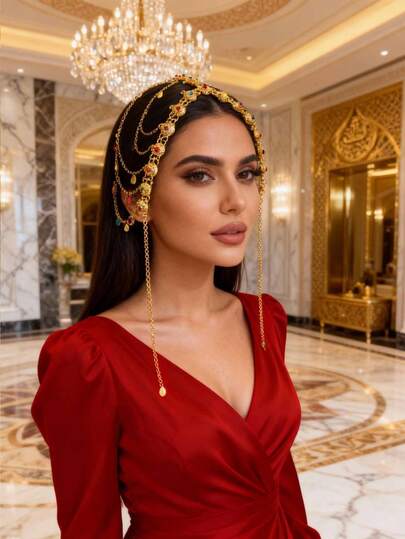 Bohemian Style Gold Flower Geometric Bells Tassel Women's Fashion Waist Belt, Suitable For Outdoor, Wedding, Party, Gift For Friends And Girlfriends