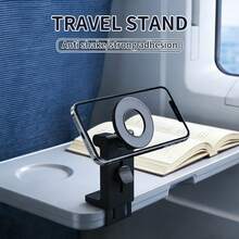 حامل هاتف مغناطيسي قابل للتدوير بتصميم قابل للطي وتلسكوبي، مصنوع من مادة ABS، مثالي للاستخدام المحمول في السيارة/السفر - الأسود - مشاهدة 1