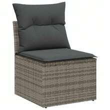 vidaXL 6-Teiliges Sofa-Set Mit Kissen, Grau Poly-Rattan Mit Speicher - Grey - View 4