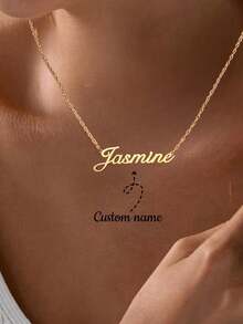 1pc Personalized Simple DIY Name Necklace Stainless Steel Neck Accessories Accessories (Custom Only In English) Stylish, Fall Fashion, Vintage, Contracted, Simple, Soccer Mom, Casual, Old Money Custom, Personalized, For Weddings Valentines, School Supplies, For Teenagers, Junior High School Students, Middle School Students, High School Senior High School Students, College Students, University Students, Freshman, Sophomore, Underclassmen,Chic Autumn - Multicolor - View 2