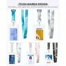 5 Pack Cruise Lanyard For Ship Cards With Marble Pattern Cute Cruise Ship Lanyards With Waterproof ID Badge Holders For Keys, Cards Cruise Essentials For All Cruise  2025, Mixed - Black - View 9
