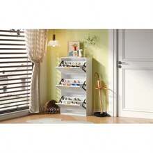 Schuhkipper Schmal Mit 3 Klappen, Schuhschrank, Schuhschrank Weiss Schuhkommode Für Flur Wohnzimmer ,Weiß,Maße:60 X 24 X 114cm(OldSKU N657P285156W) - White - View 3