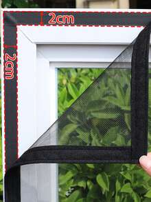 Malla de ventana blanca con apertura con cremallera, protector de pantalla contra insectos removible y lavable de fácil acceso anti-mosquitos - Negro - Ver 4
