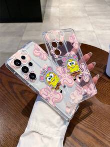 SPONGEBOB 1件装 时尚卡通创意老鼠装扮 海绵宝宝花朵图案 透气防震手机壳保护套 兼容三星/ 17/16/15/14/13/12/11 Pro Max/12 Pro/14 Plus 及其他型号 - 彩色 - 查看 5