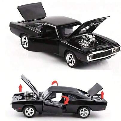1 pieza Adorno de modelo de coche Dodge, Modelo de coche de aleación, Multifuncional, Modelo de coche con puertas móviles, Regalo de cumpleaños, Regalo de Navidad, Regalo de Halloween, Regalo perfecto, Papelería, Pelota antiestrés