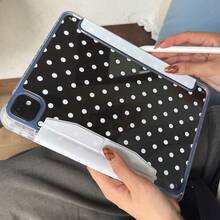 韩式极简蓝色波点iPad保护套，兼容2025款苹果iPad平板电脑，可爱Pro 11/13，防弯折，适用于第十代iPad Air折叠屏，10.2英寸/Mini 7英寸亚克力保护套 - 藍色 - 查看 4