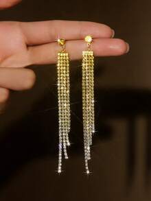 1 par de pendientes de cristal con borlas largas y elegantes, adecuados para el Día de San Valentín, el Día de la Madre, regalos para la novia, accesorios de pareja - 1142 - Ver 9