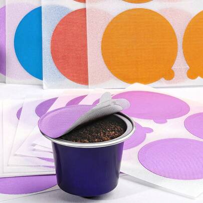 100PCS/PACK 37mm Colorful Aluminum Foil Lids To Reuse Coffee Pod Capsule Covers For Seals Compatible With Filters