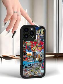 Hot Selling Haiti Collage Pattern Fashionable Men's And Women's Anti Drop Phone Case, Suitable For IPhone 17/17PRO/17AIR/17PROMAX/16E/16/16PRO/16PLUS/16PROMAX/15/15PROMAX/14/14PLUS/14PROMAX/14PROMAX/13/13PROMAX/12/11( Birthday Gifts, Easter Gifts, Valentine's Day Gifts For Internet Celebrities, Given To Friends, Girlfriends, Boyfriends, And Family - Black - View 9