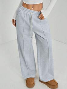 Quần thể thao nữ ngoài trời, quần ống đứng thoải mái, quần cạp chun có dây rút, thích hợp cho các hoạt động ngoài trời mùa xuân, hè, thu, chạy bộ, tập thể dục, tụ họp. - Màu Xám nhạt - Xem 2