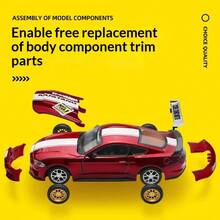 1:42 Scale Alloy Car Model, Customizable Racing Car Kit, Classic Mustang GT Customized Version - Multicolor - View 2