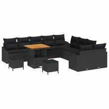 vidaXL 13-teiliges Gartensofaset mit Kissen, Schwarz Polyrattan - Schwarz - Übersicht 2