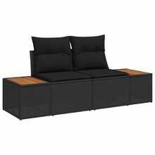 vidaXL 9-Teiliges Garten-Sofa-Set Mit Kissen, Schwarz Poly Rattan - nero - Visualizzare 6