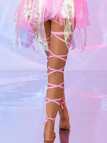 Rave Leg Wraps Elastic Garter Plus Size Leg Straps Music Festivals Coachella Outfits For Women - Pink - View 3