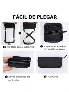 IMPORTEEK 1 Pieza Silla Plegable Portátil para Exterior e Interior Adecuado para Senderismo/Playa/Camping - Verde Oliva - Ver 3