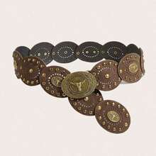 1 Stück Western Cowgirl Boho Stil Damen Gürtel, kombiniert mit antik bronzefarbenem Metallledergürtel, geeignet für Herbst, Winter, Frühling, Jeans, Halloween, Röcke, Maxikleider, Partys, Galas, Outfits - Braun - Übersicht 7