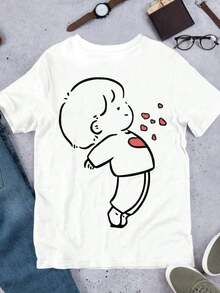 Playeras de pareja dibujos de chico y chico lanzando besos,Camiseta De Algodón Puro Playeras Para Parejas,nacional Envio - Blanco - Ver 13