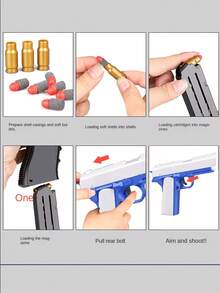 Pistola de juguete con expulsión manual de casquillos para adolescentes, 10 balas blandas, 8 casquillos, proporciona aprendizaje de juego de tiro para adolescentes, diseño de pistola, regalo de cumpleaños (Este producto tiene dos opciones: con texto y sin texto, entrega aleatoria, algunos colores de accesorios se entregan al azar, y puede haber errores en la medición del tamaño manual) - Multicolor - Ver 5