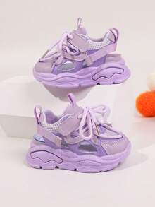 1双紫色儿童运动鞋，时尚女童网面鞋，男童休闲软底运动鞋，镂空透气婴儿凉鞋，夏季 - 淡紫色 - 查看 6