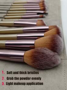 14pcs Professional Makeup Brush Set, High-End Champagne Gold. Face And Eye Makeup Brushes, Premium Beauty And Cosmetic Tools, Brush Set, Makeup Brush Set, Complete Makeup Kit. Makeup Gift Set Includes Powder Brush, Blush Brush, Eyeshadow Brush, Foundation Brush, Eyebrow Brush, Lash Brush, Full Makeup Brush Tools Suitable For Beginners And Makeup Enthusiasts, Valentine's Day, Mother's Day Gift - Multicolor - View 10