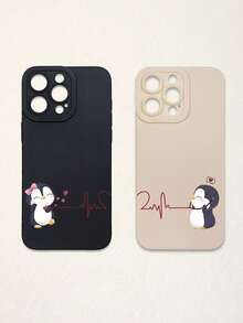 2个企鹅情人节图案相机镜头保护壳，兼容 17、Air、17 Pro、17 Pro Max、16 Pro Max、16 E、14/13、12、11 Pro Max、XS Max、X、XR、8、7、6S、Plus、Mini以及Galaxy A13 5G、S21 FE5G、A15、A21S、A34、A12、S21、S25，防震手机壳，适合作为生日礼物送给女朋友、男朋友或自用，国际版，非国内版。 - 彩色 - 查看 46