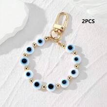 2 mặt dây chuyền hình mắt quỷ - Mặt dây chuyền tròn bằng nhựa, thích hợp để gắn vào túi xách và làm quà tặng, tuyệt vời cho tháng Ramadan, Halloween, Giáng sinh, móc khóa hạt mắt quỷ kiểu cổ điển bằng nhựa, mặt dây chuyền hình mắt xanh dương, phụ kiện túi xách. - A - Xem 8