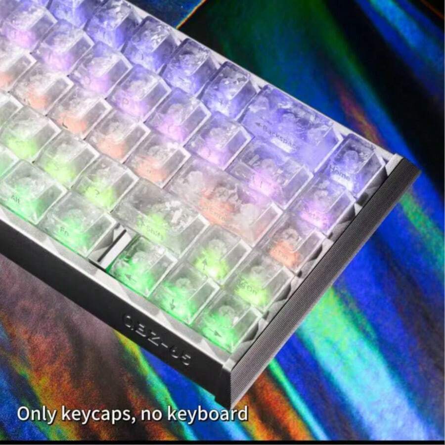 119 Keys Carbon Fiber White Texture Side-Engraved Keycaps - White - View 1