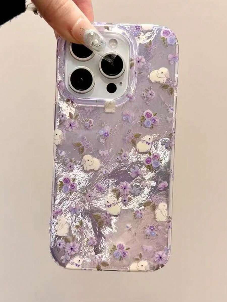 Floral Rabbit Design 17/16 Pro Max, 14, 15, 16 Phone Case, Fashionable Protective Cover Compatible With IPhone 13 Pro Max, 11 - Multicolor - View 1