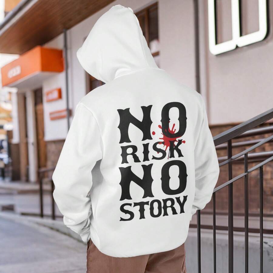"You Are Already Excellent Enough" - Men's Casual Long-Sleeved Hooded Sweatshirt With Drawstring, Suitable For Autumn And Winter Wear, A Perfect Gift For Your Boyfriend. - White - View 1