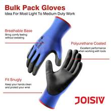 JOISIV PU Coated Work Gloves, Non-Slip Durable Gloves, Lightweight Breathable Knit, Suitable For Construction, Industrial, Warehousing, Gardening, Home Repair, Assembly And General Tasks, Unisex - 16 PCS - View 3