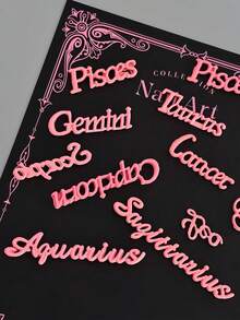 12 PCS Pink Zodiac Nail Charms 3D Zodiac Nail Charms For Acrylic Nail Alloy Zodiac Sign Virgo Leo Aries Taurus Gemini Capricorn DIY Nail Art Decoration Accessories Nail Gems Nail Supplies - Pink - View 3