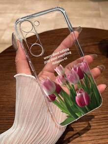 郁金香彩绘透明极简时尚创意防震手机壳，兼容 17/17Pro/17ProMax、16/11/16Pro/16Plus/16ProMax/16E/15ProMax/13/14/12/XS/XR/7G/8P、Galaxy S25/S25Plus/S25 Ultra/A16/A36/A26/A56/A50/A12/A32 - 彩色 - 查看 5