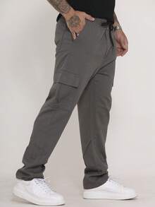 Calça Cargo Masculina em Sarja, Modelagem Oversized Confortável Casual com 6 bolsos Estilo Skate - Cinza - Visão 9