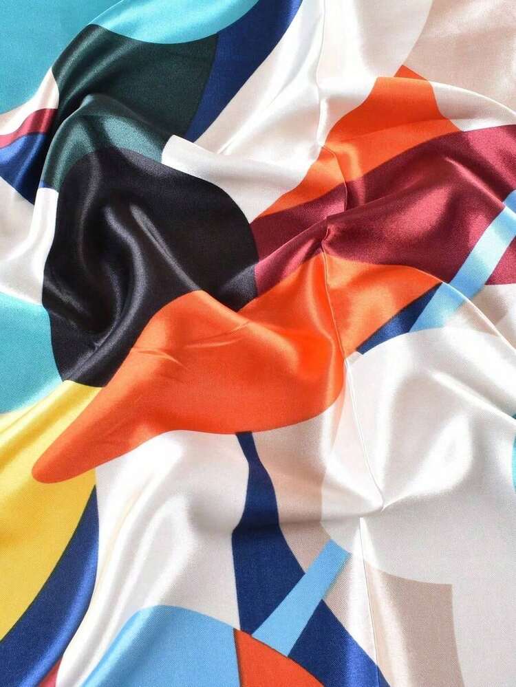 Fashionable Floral Print Women's Square Scarf, Casual Sun Protection Headscarf, Large Scarf/Shawl - màu nâu - Xem 4
