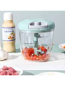 1件装多功能手动蔬菜切碎器兼蒜蓉器 - 耐用ABS厨房小工具，轻松切丁、切丝和压碎 - 彩色 - 查看 4