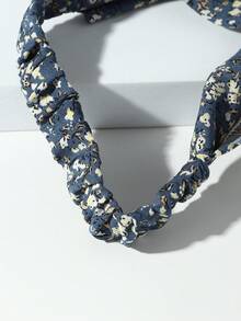 1件女士配饰，简约花卉蕾丝边蓝色头巾发带，弹性发带，适合日常佩戴，假日必备发饰 - 彩色 - 查看 4